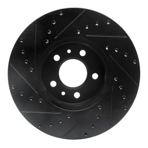 Ford Crown Victoria Brake Rotor (1) - Front Right - R1 Concepts - Drilled & Slotted - Black - `98-`02